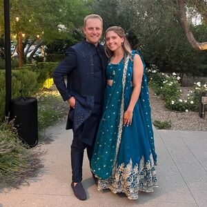 Blue Embroidered Organza Lehenga